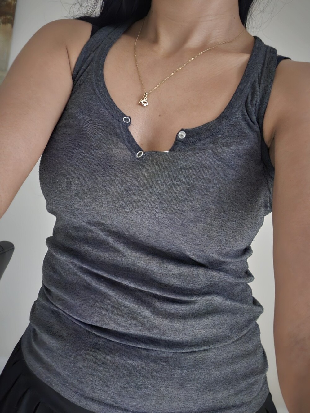 Color Story Charcoal Heather Snap-Notch Tank Top